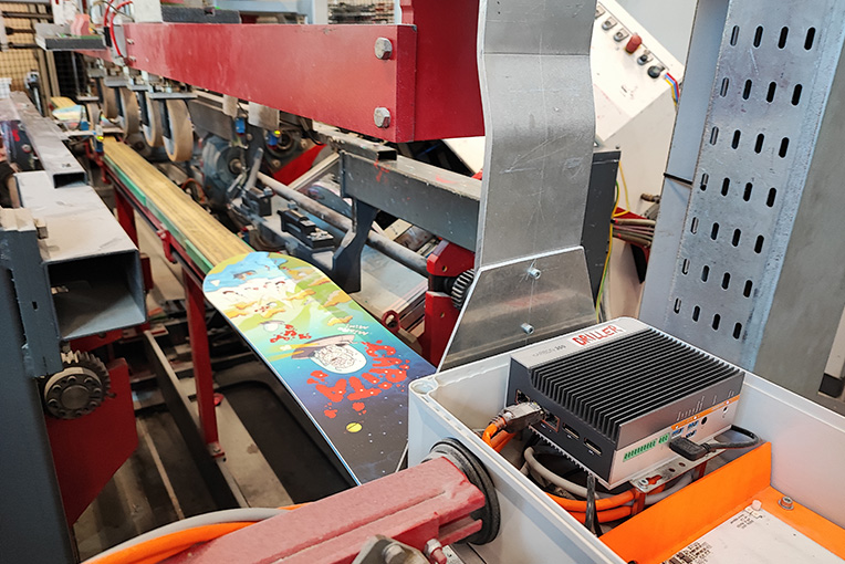 OnLogic’s rugged Karbon 300 computer controlling manufacturing processes at CAPiTA’s snowboard manufacturing plant.