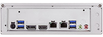 The rear view of the OnLogic MC500-30 showing the industrial I/O ports