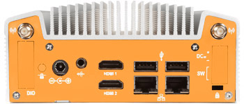 A photo showing some of the industrial I/O available on the OnLogic industrial computer.